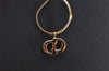 Authentic Christian Dior Gold Tone Chain Rhinestone Pendant Necklace CD 2313J