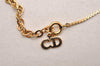 Authentic Christian Dior Gold Tone Chain Rhinestone Pendant Necklace CD 2313J