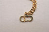 Authentic Christian Dior Gold Tone Chain Rhinestone Pendant Necklace CD 2313J