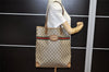 Authentic GUCCI Web Sherry Line Shoulder Tote Bag GG PVC Leather Brown 2313K