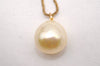 Authentic Christian Dior Imitation Pearl Gold Tone Chain Necklace Box 2314J