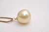 Authentic Christian Dior Imitation Pearl Gold Tone Chain Necklace Box 2314J