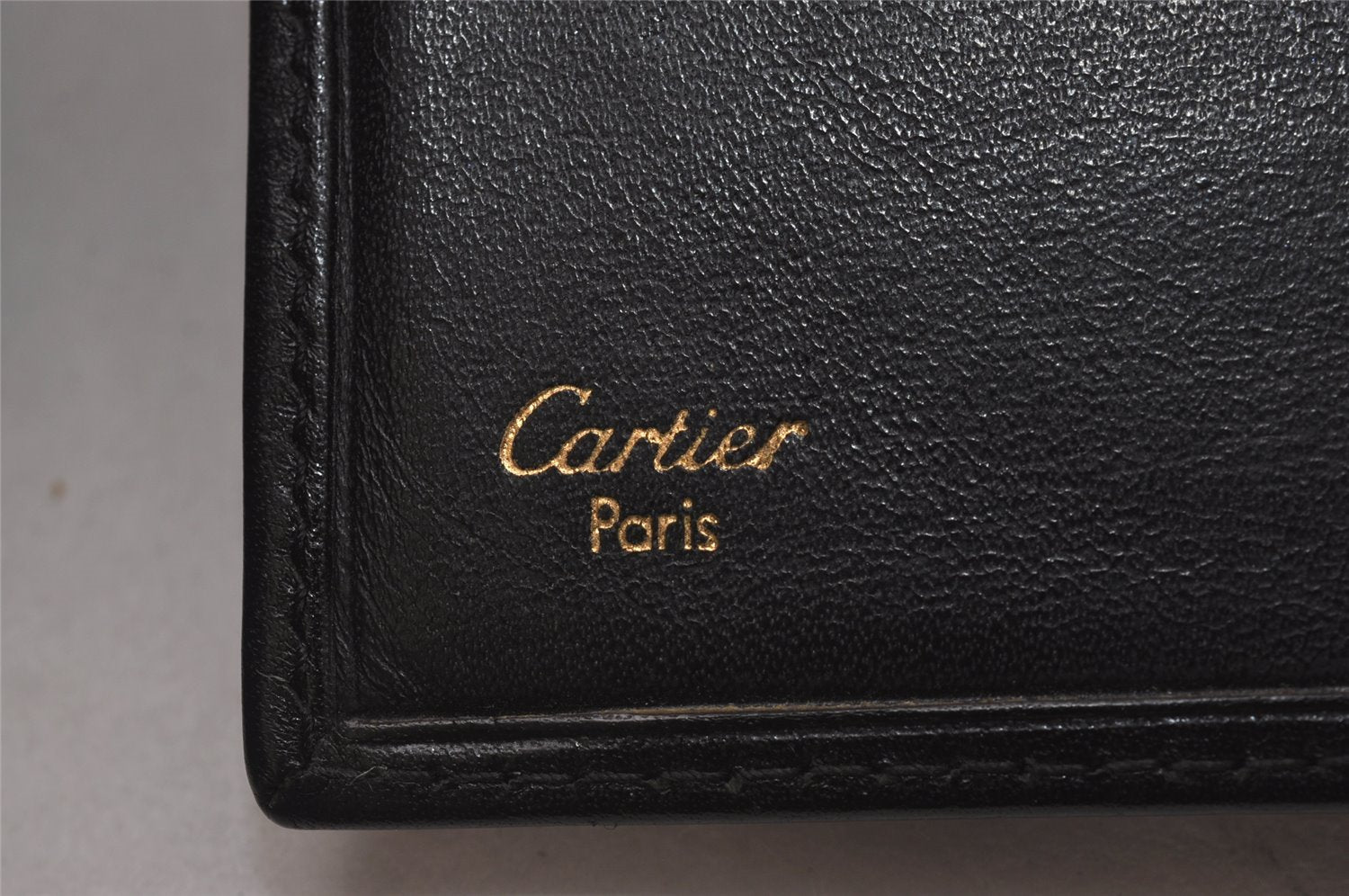 Authentic Cartier Pasha Vintage Bifold Wallet Purse Leather Black 2316I