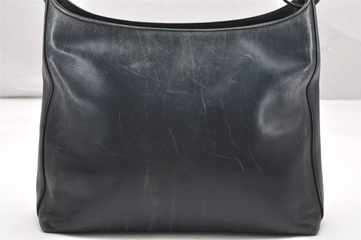 Authentic Salvatore Ferragamo Vara Shoulder Hand Bag Purse Leather Navy SF 2316K