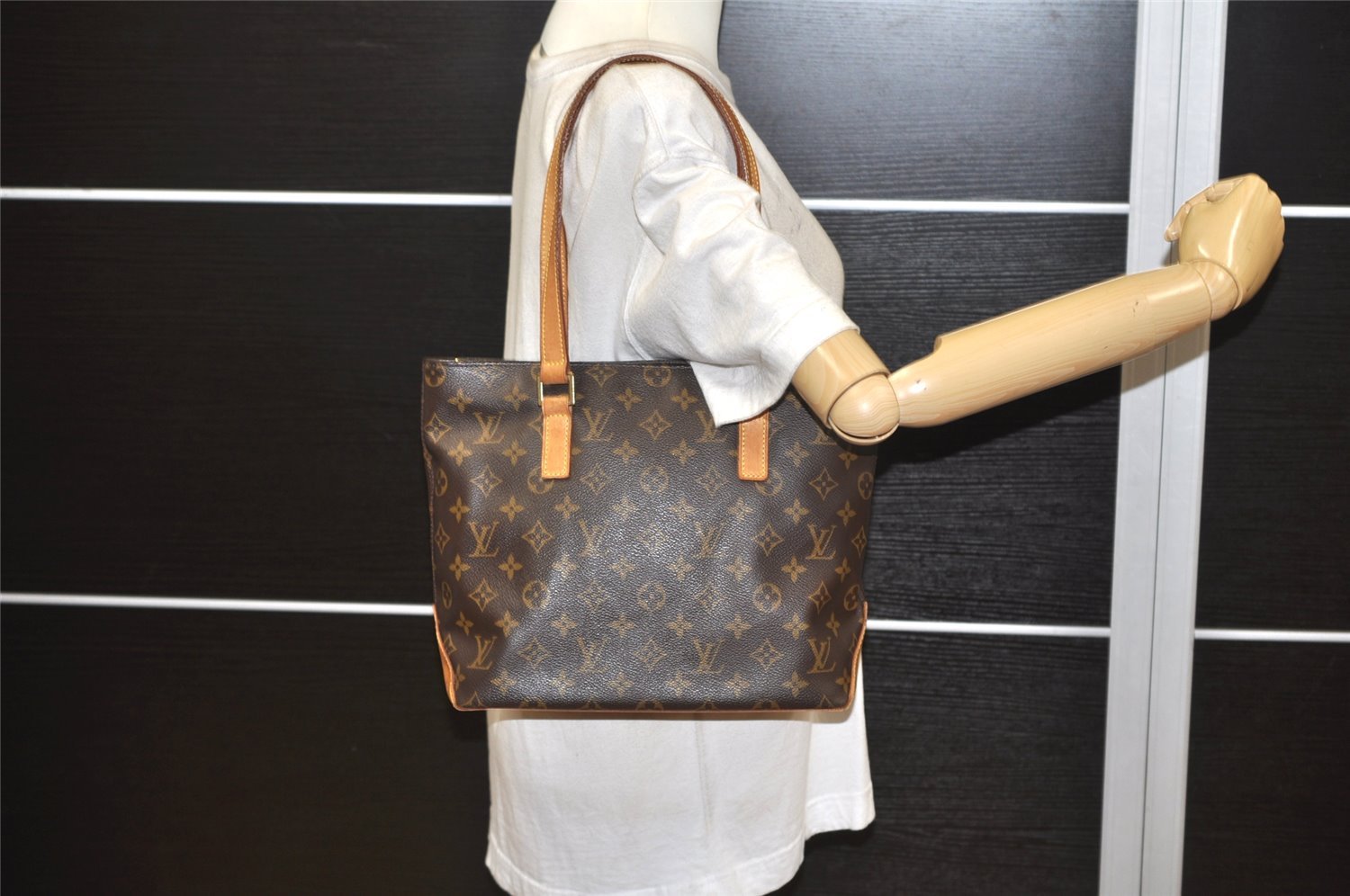 Authentic Louis Vuitton Monogram Cabas Piano Shoulder Tote Bag M51148 LV 2317K