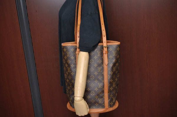 Authentic Louis Vuitton Monogram Bucket GM Shoulder Bag Old Model Junk 2318H