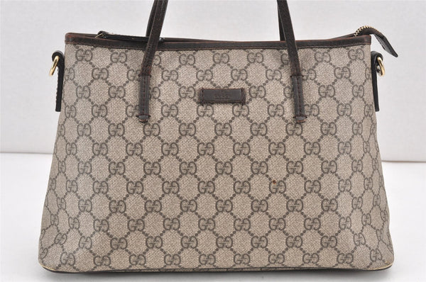 Authentic GUCCI Vintage 2Way Shoulder Tote Bag GG PVC Leather 353440 Brown 2319K