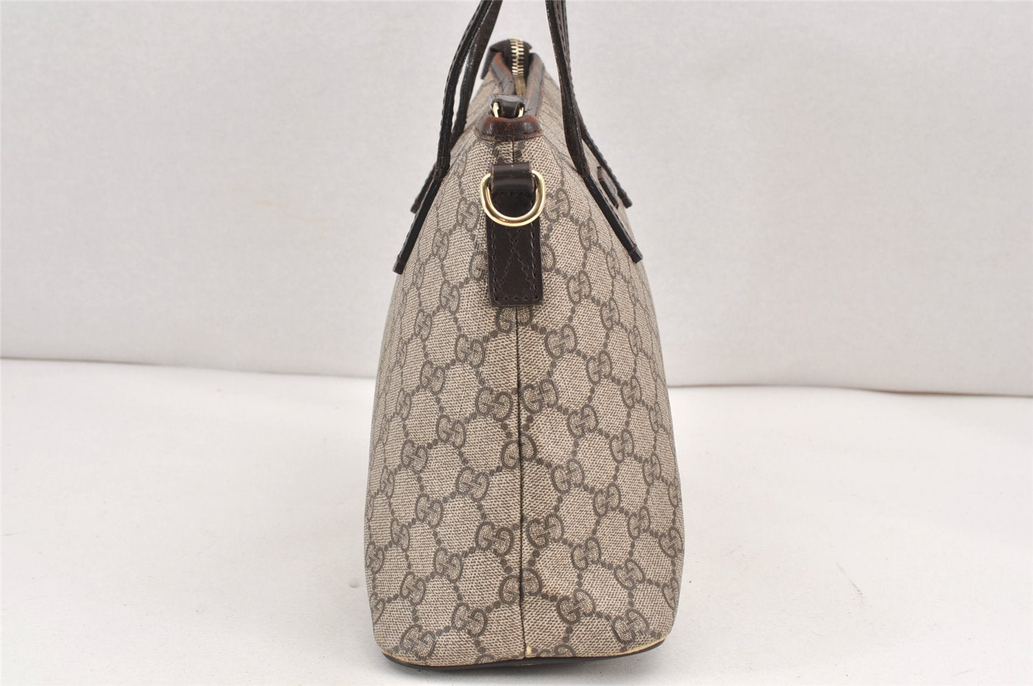 Authentic GUCCI Vintage 2Way Shoulder Tote Bag GG PVC Leather 353440 Brown 2319K