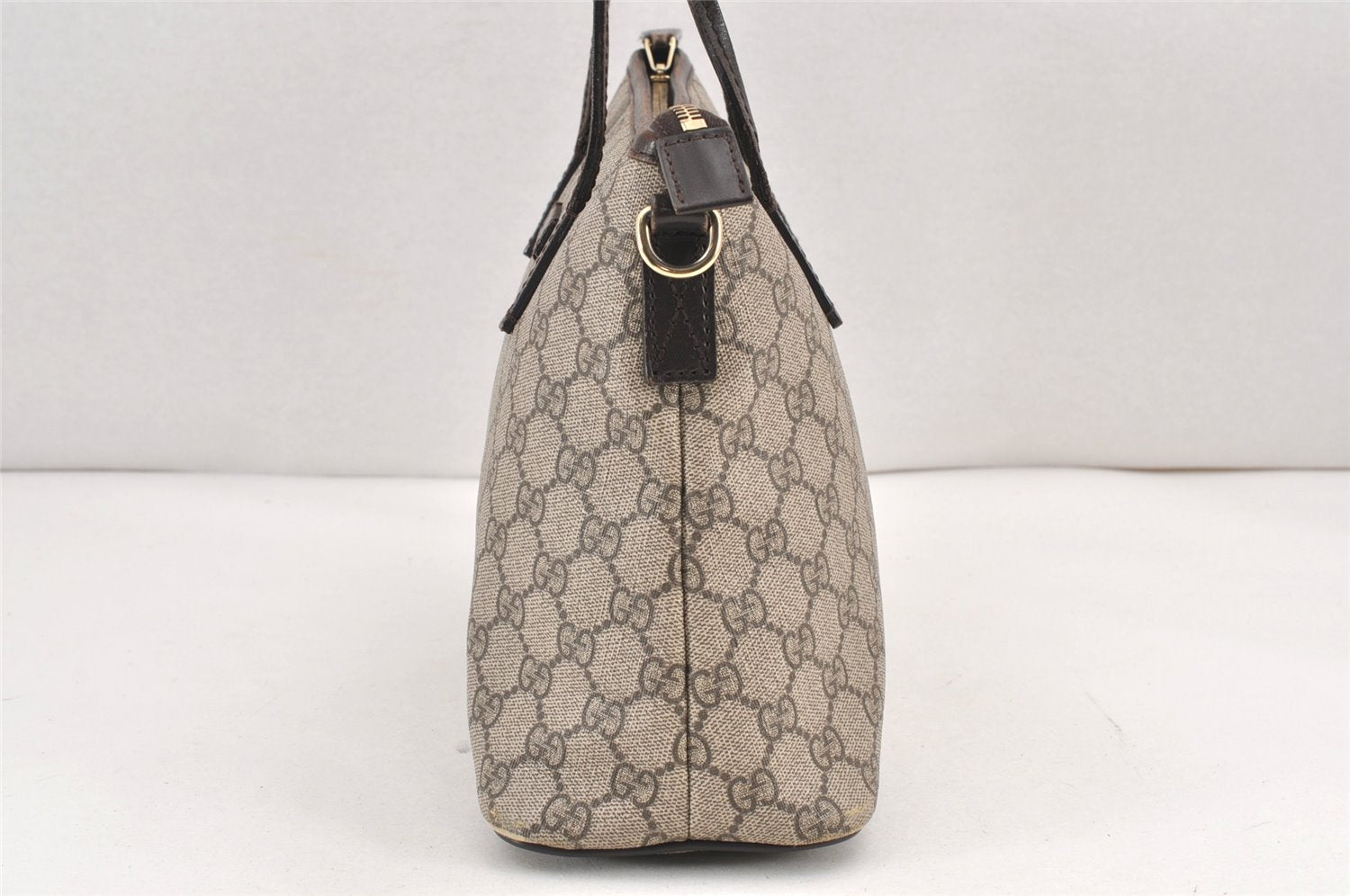 Authentic GUCCI Vintage 2Way Shoulder Tote Bag GG PVC Leather 353440 Brown 2319K