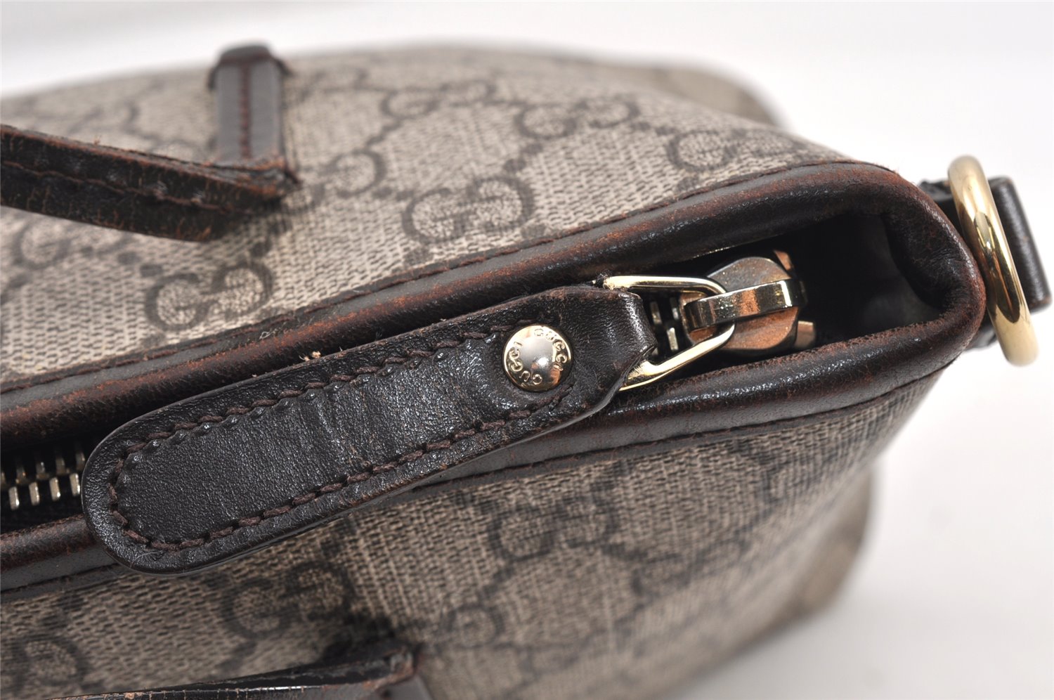Authentic GUCCI Vintage 2Way Shoulder Tote Bag GG PVC Leather 353440 Brown 2319K