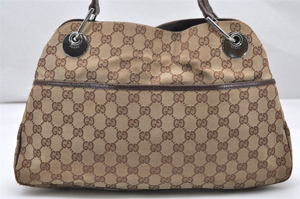 Authentic GUCCI Eclipse Shoulder Tote Bag GG Canvas Leather 121023 Brown 2321K