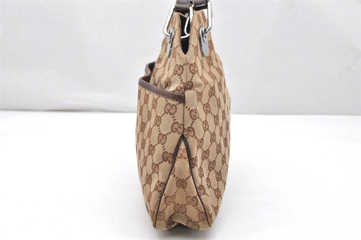 Authentic GUCCI Eclipse Shoulder Tote Bag GG Canvas Leather 121023 Brown 2321K