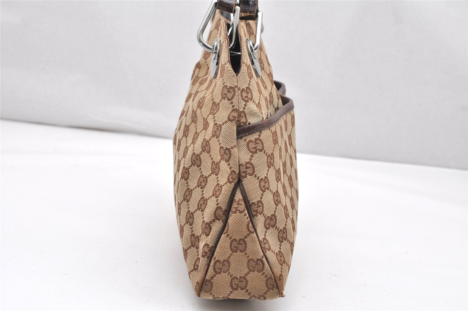 Authentic GUCCI Eclipse Shoulder Tote Bag GG Canvas Leather 121023 Brown 2321K