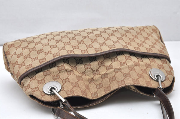 Authentic GUCCI Eclipse Shoulder Tote Bag GG Canvas Leather 121023 Brown 2321K