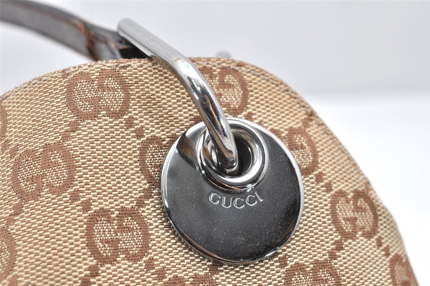 Authentic GUCCI Eclipse Shoulder Tote Bag GG Canvas Leather 121023 Brown 2321K