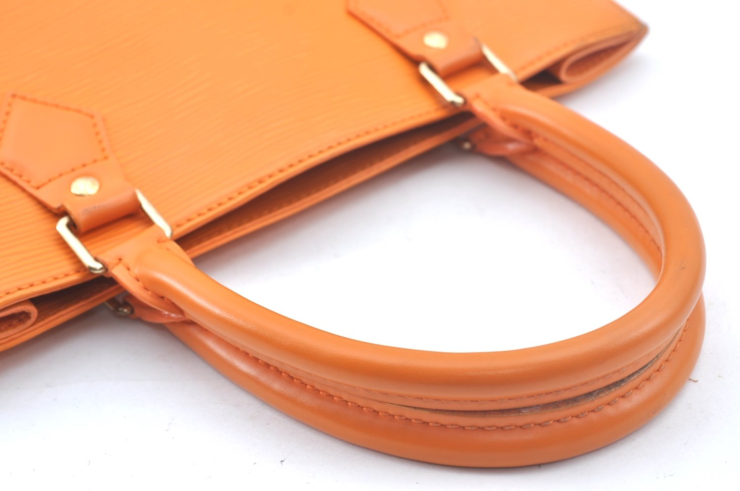 Authentic Louis Vuitton Epi Leather Sac Plat PM Hand Bag Orange M5274H LV 2323J