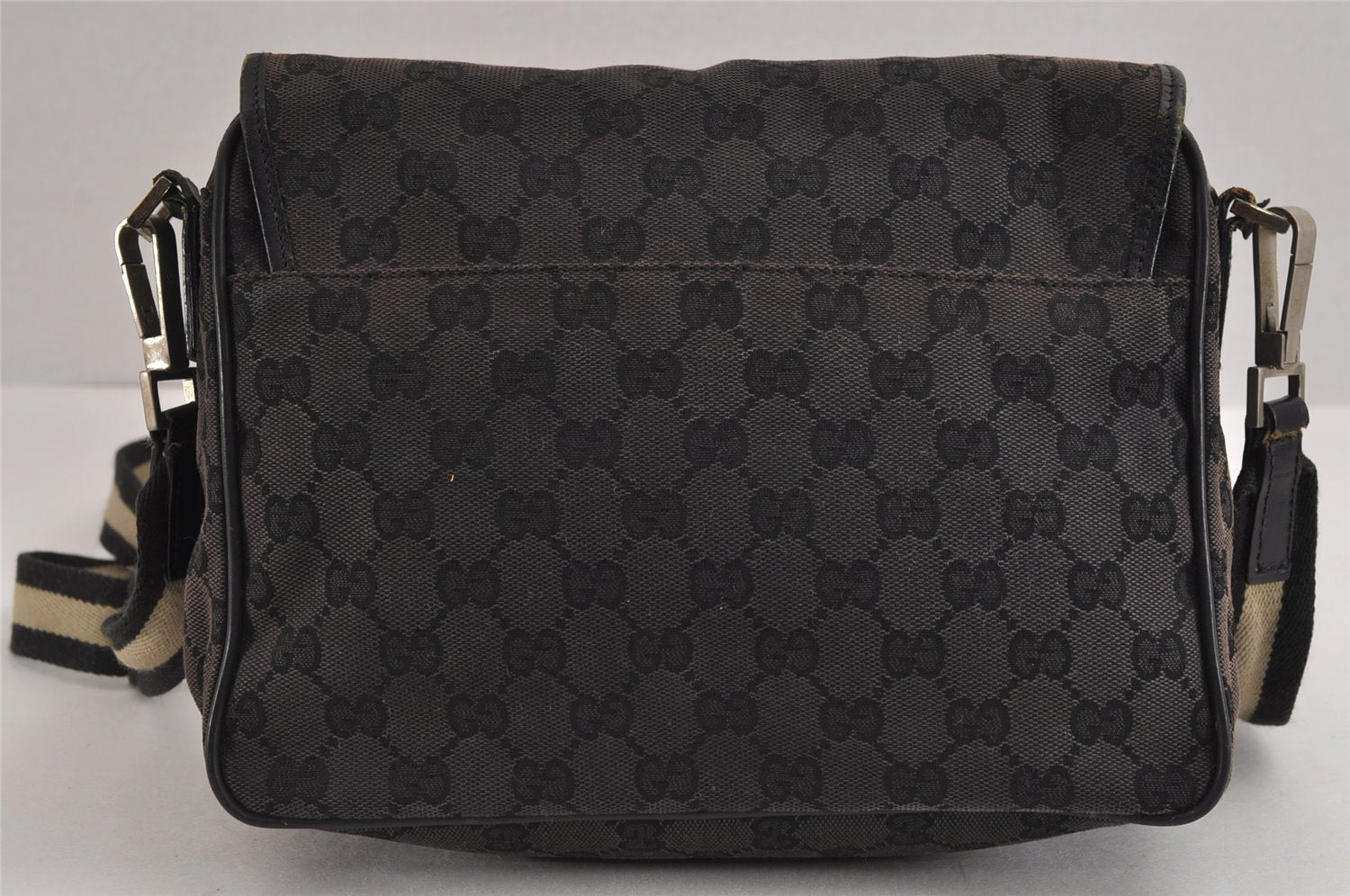 Authentic GUCCI Sherry Line Shoulder Bag GG Canvas Leather 0190375 Black 2325J