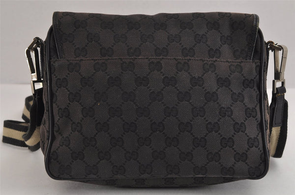 Authentic GUCCI Sherry Line Shoulder Bag GG Canvas Leather 0190375 Black 2325J