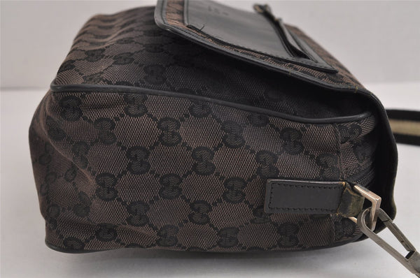 Authentic GUCCI Sherry Line Shoulder Bag GG Canvas Leather 0190375 Black 2325J