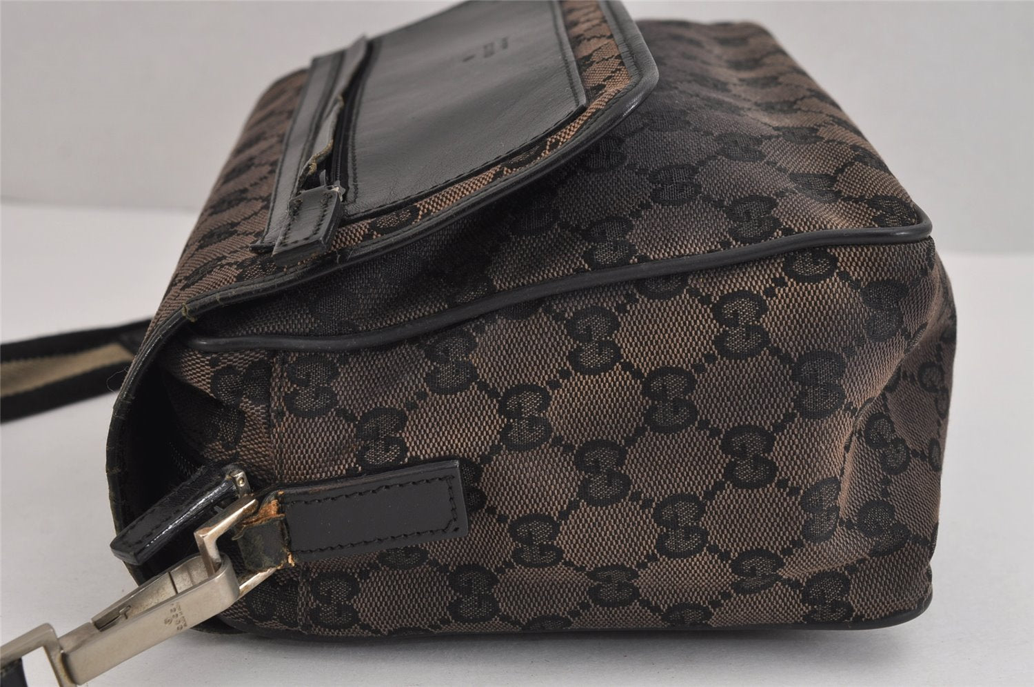 Authentic GUCCI Sherry Line Shoulder Bag GG Canvas Leather 0190375 Black 2325J