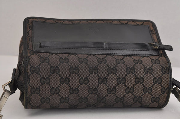 Authentic GUCCI Sherry Line Shoulder Bag GG Canvas Leather 0190375 Black 2325J