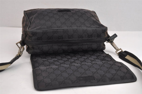 Authentic GUCCI Sherry Line Shoulder Bag GG Canvas Leather 0190375 Black 2325J