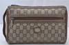Authentic GUCCI GG Plus Clutch Hand Bag Purse GG PVC Leather Brown Junk 2326J