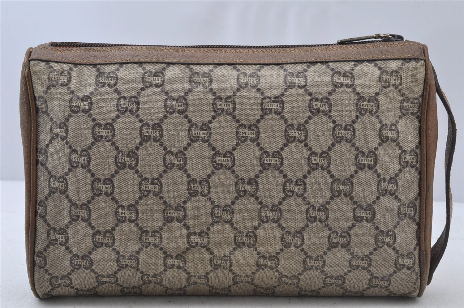 Authentic GUCCI GG Plus Clutch Hand Bag Purse GG PVC Leather Brown Junk 2326J