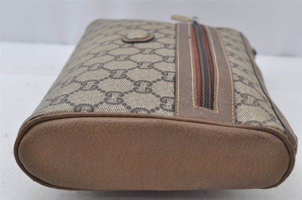 Authentic GUCCI GG Plus Clutch Hand Bag Purse GG PVC Leather Brown Junk 2326J