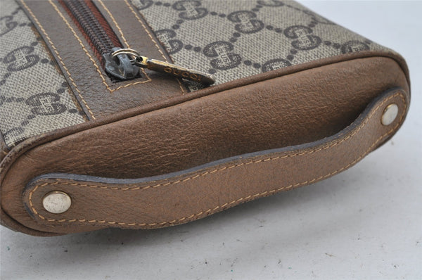 Authentic GUCCI GG Plus Clutch Hand Bag Purse GG PVC Leather Brown Junk 2326J
