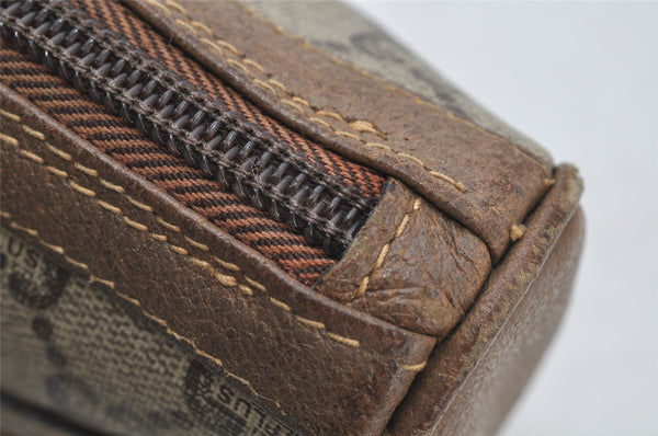 Authentic GUCCI GG Plus Clutch Hand Bag Purse GG PVC Leather Brown Junk 2326J