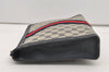 Authentic GUCCI Sherry Line Clutch Hand Bag Purse GG PVC Leather Navy Blue 2329J