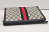 Authentic GUCCI Sherry Line Clutch Hand Bag Purse GG PVC Leather Navy Blue 2329J