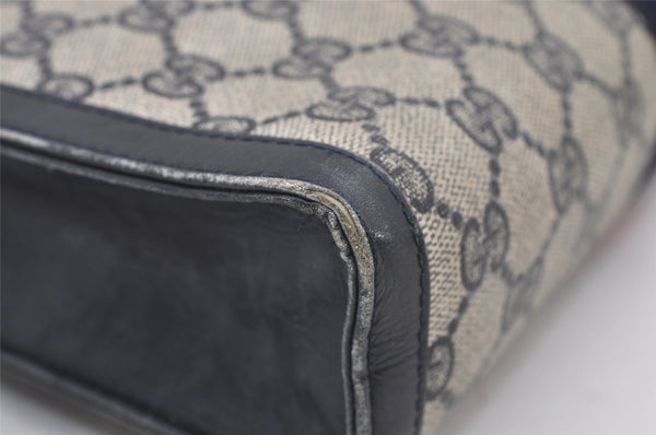 Authentic GUCCI Sherry Line Clutch Hand Bag Purse GG PVC Leather Navy Blue 2329J
