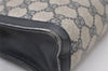 Authentic GUCCI Sherry Line Clutch Hand Bag Purse GG PVC Leather Navy Blue 2329J