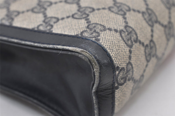 Authentic GUCCI Sherry Line Clutch Hand Bag Purse GG PVC Leather Navy Blue 2329J