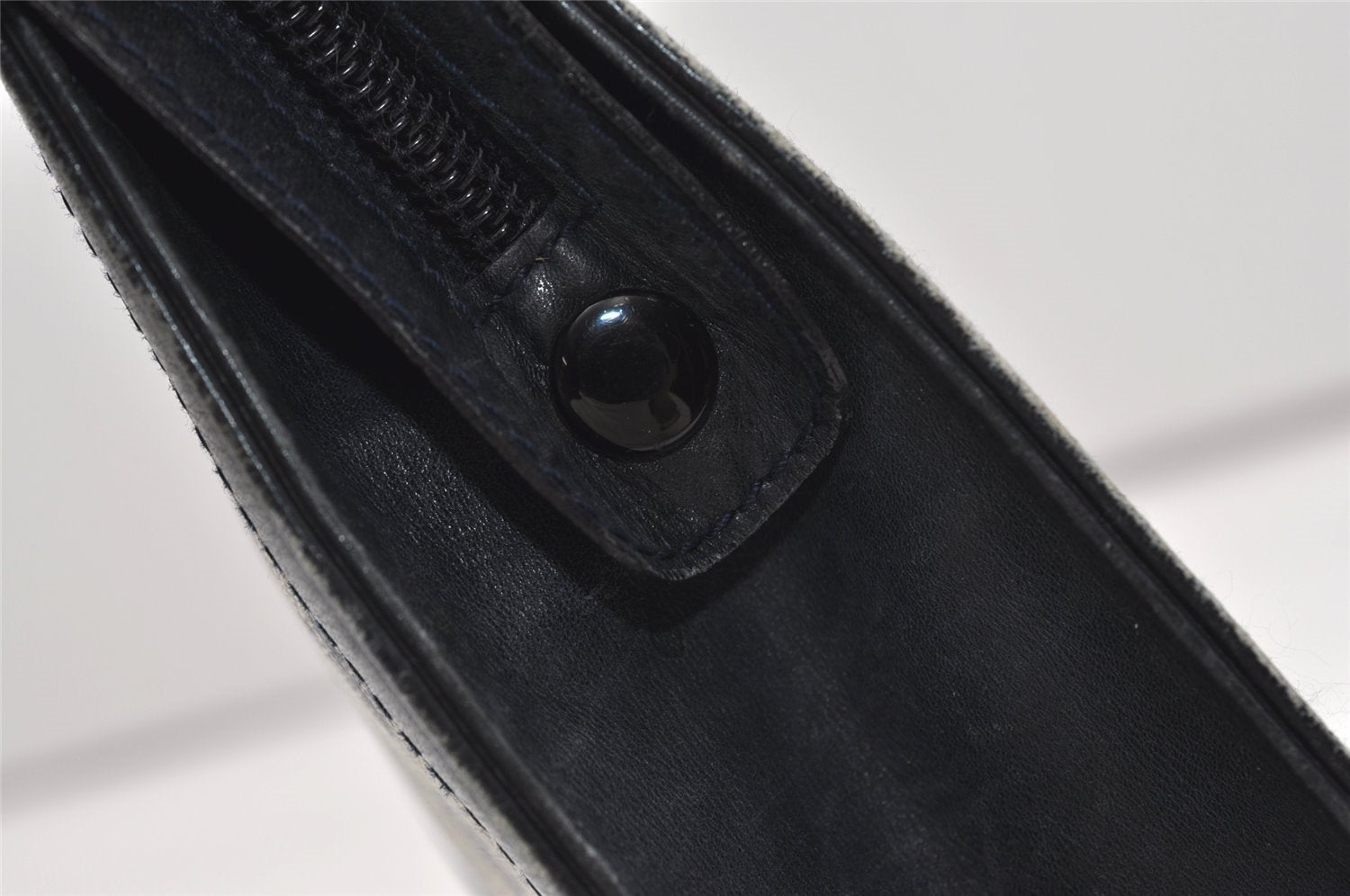 Authentic GUCCI Sherry Line Clutch Hand Bag Purse GG PVC Leather Navy Blue 2329J