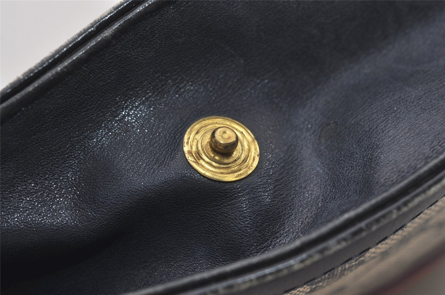Authentic GUCCI Sherry Line Clutch Hand Bag Purse GG PVC Leather Navy Blue 2329J