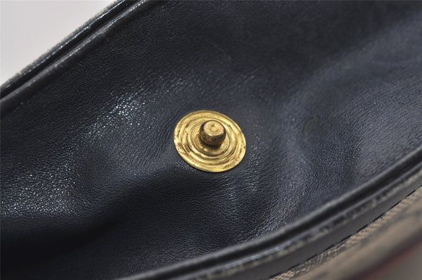 Authentic GUCCI Sherry Line Clutch Hand Bag Purse GG PVC Leather Navy Blue 2329J