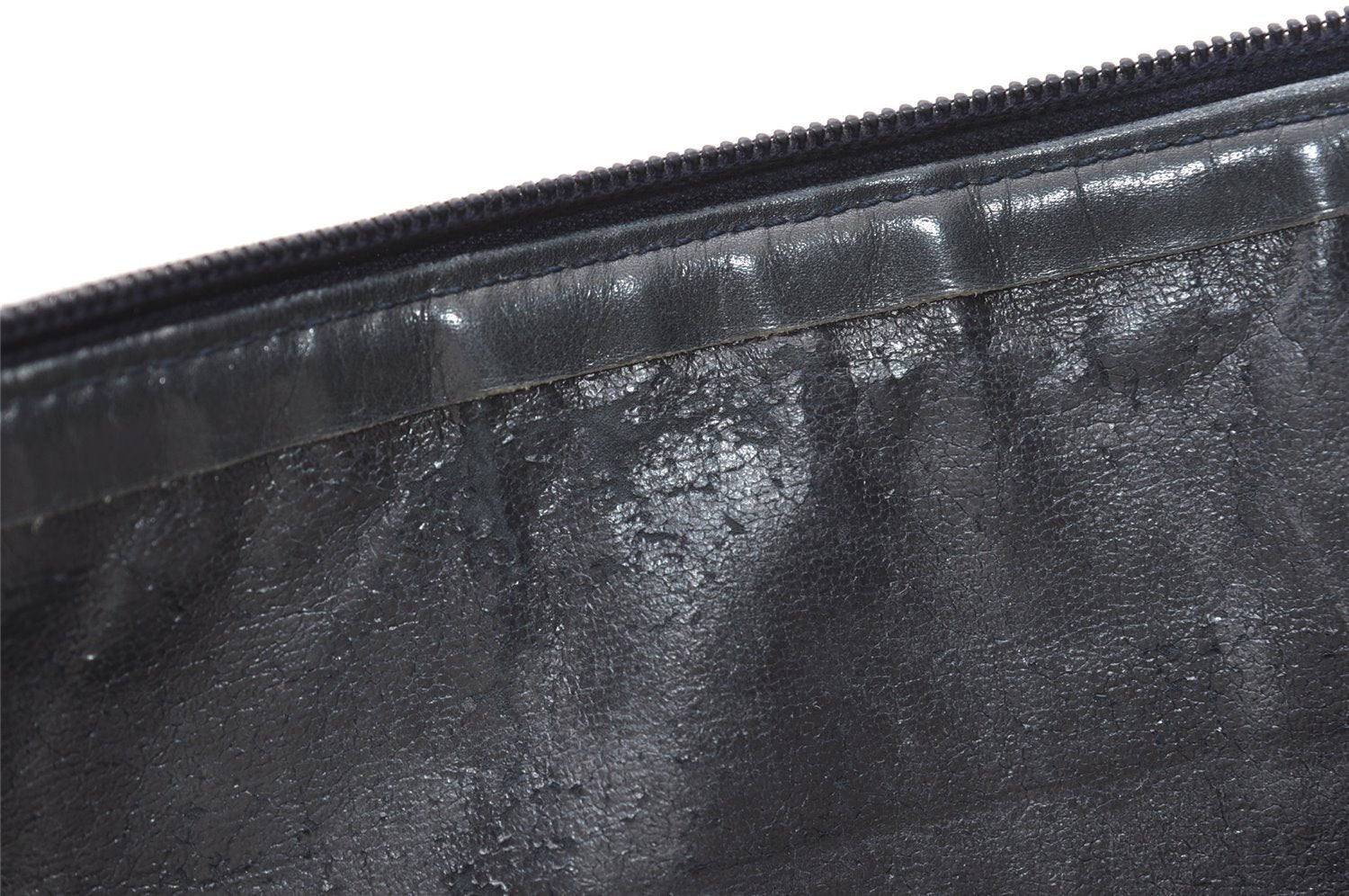 Authentic GUCCI Sherry Line Clutch Hand Bag Purse GG PVC Leather Navy Blue 2329J