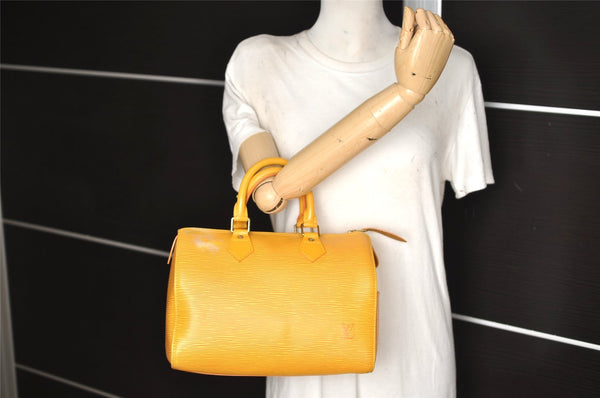 Authentic Louis Vuitton Epi Speedy 25 Hand Boston Bag Yellow M43019 LV 2329K