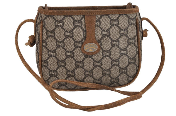 Authentic GUCCI GG Plus Shoulder Bag Purse GG PVC Leather Brown Junk 2330J