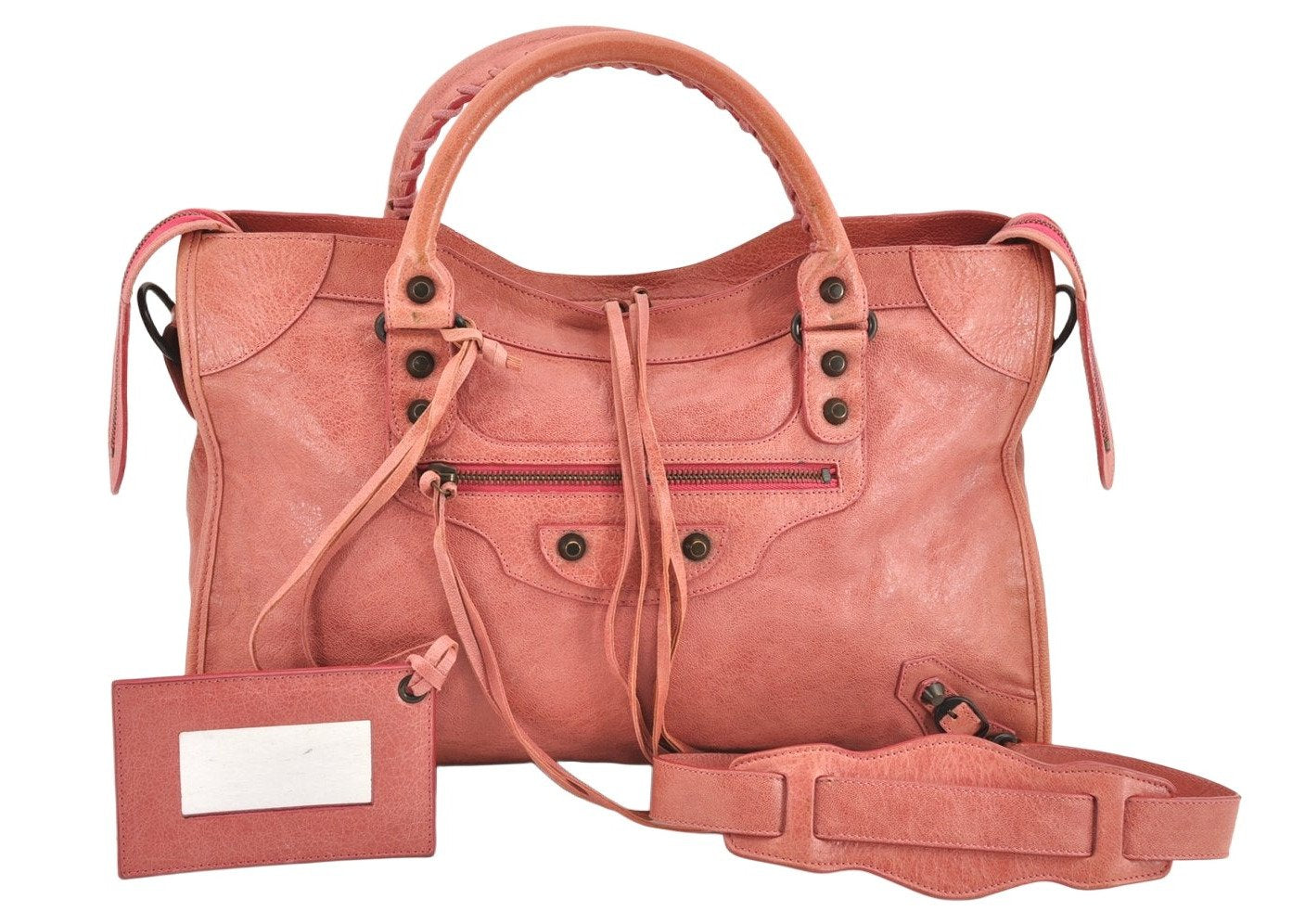 Authentic BALENCIAGA Classic The City 2Way Hand Bag Leather 115747 Pink 2333M