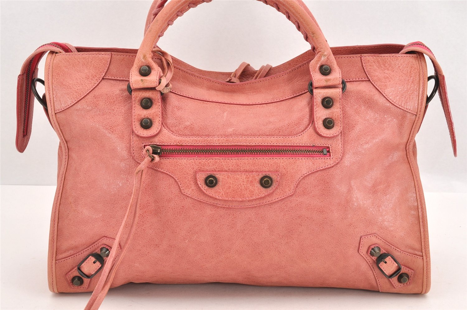 Authentic BALENCIAGA Classic The City 2Way Hand Bag Leather 115747 Pink 2333M
