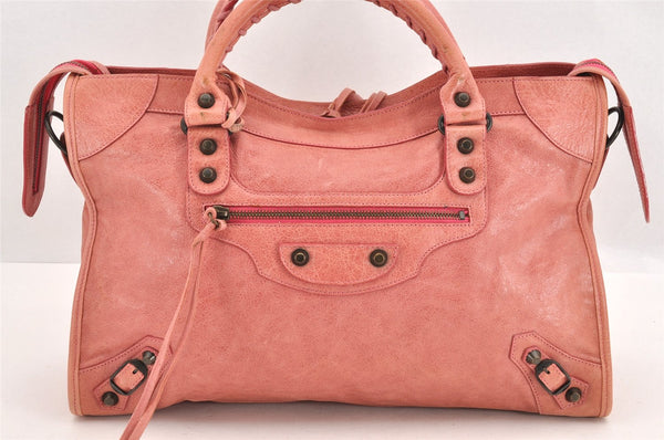 Authentic BALENCIAGA Classic The City 2Way Hand Bag Leather 115747 Pink 2333M