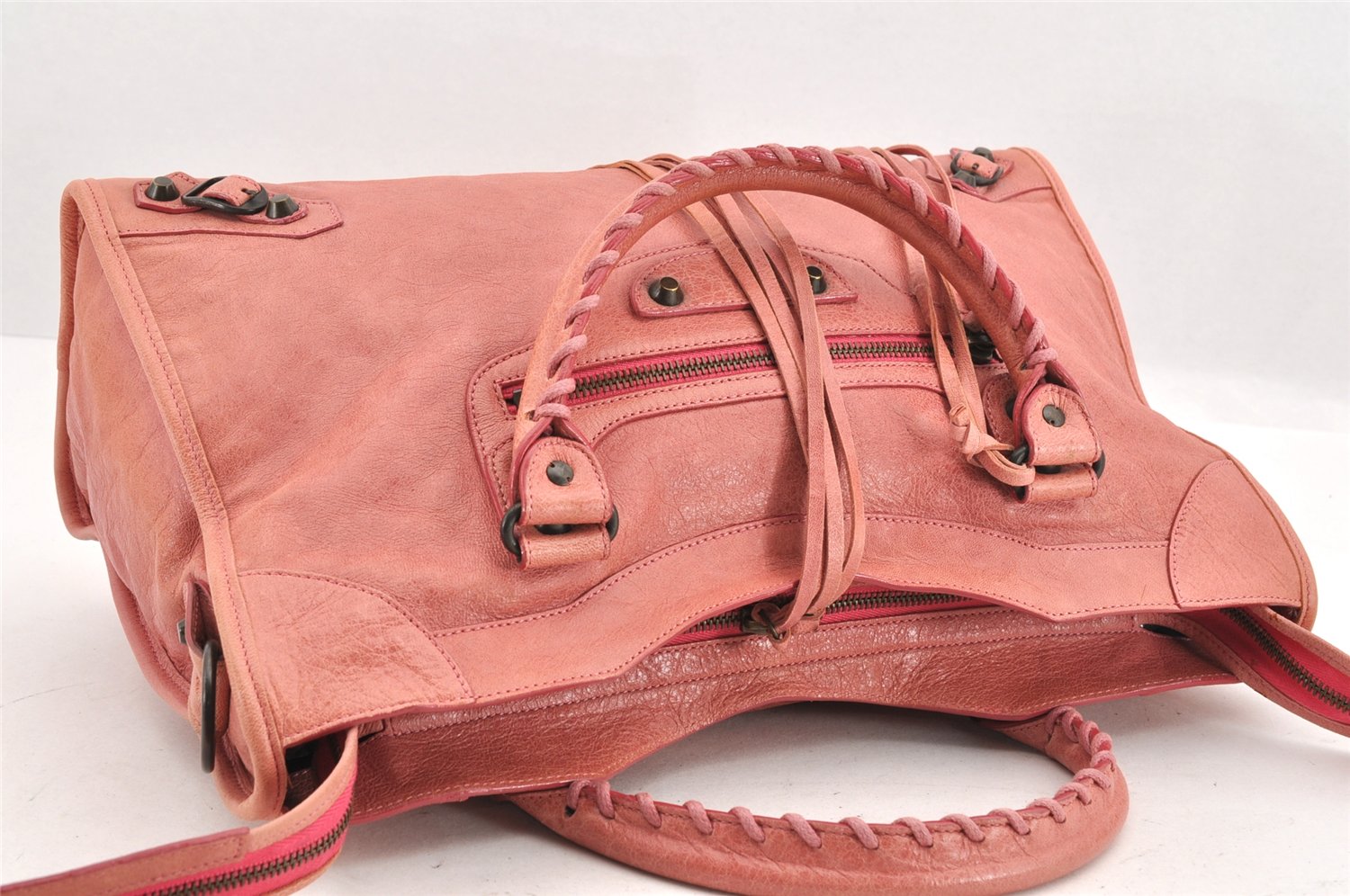 Authentic BALENCIAGA Classic The City 2Way Hand Bag Leather 115747 Pink 2333M