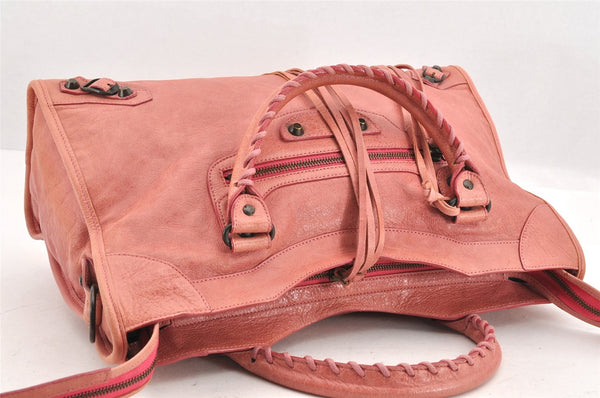 Authentic BALENCIAGA Classic The City 2Way Hand Bag Leather 115747 Pink 2333M