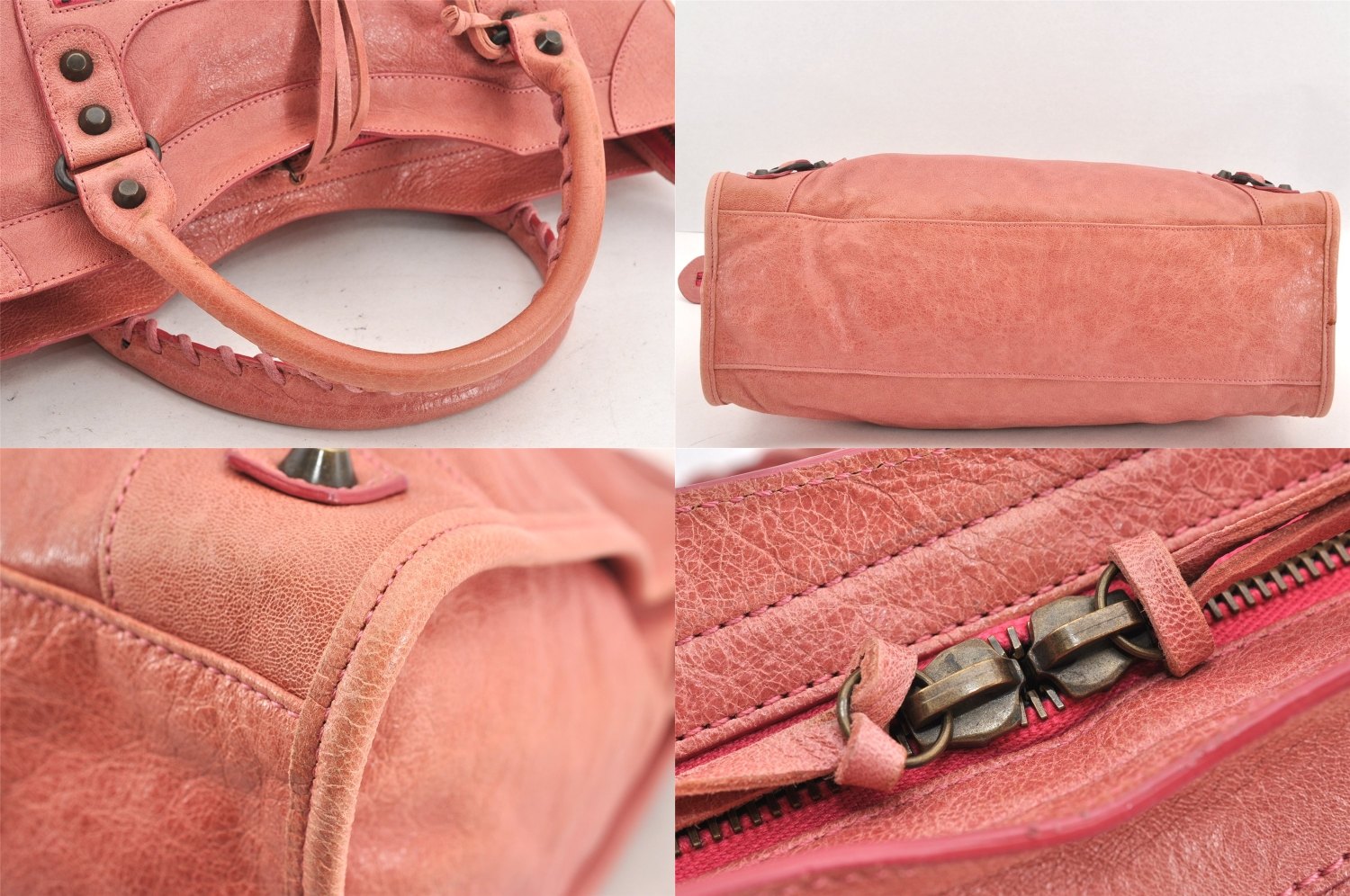 Authentic BALENCIAGA Classic The City 2Way Hand Bag Leather 115747 Pink 2333M