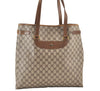 Authentic GUCCI Vintage Shoulder Tote Bag GG PVC Leather Brown 2334K