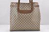 Authentic GUCCI Vintage Shoulder Tote Bag GG PVC Leather Brown 2334K